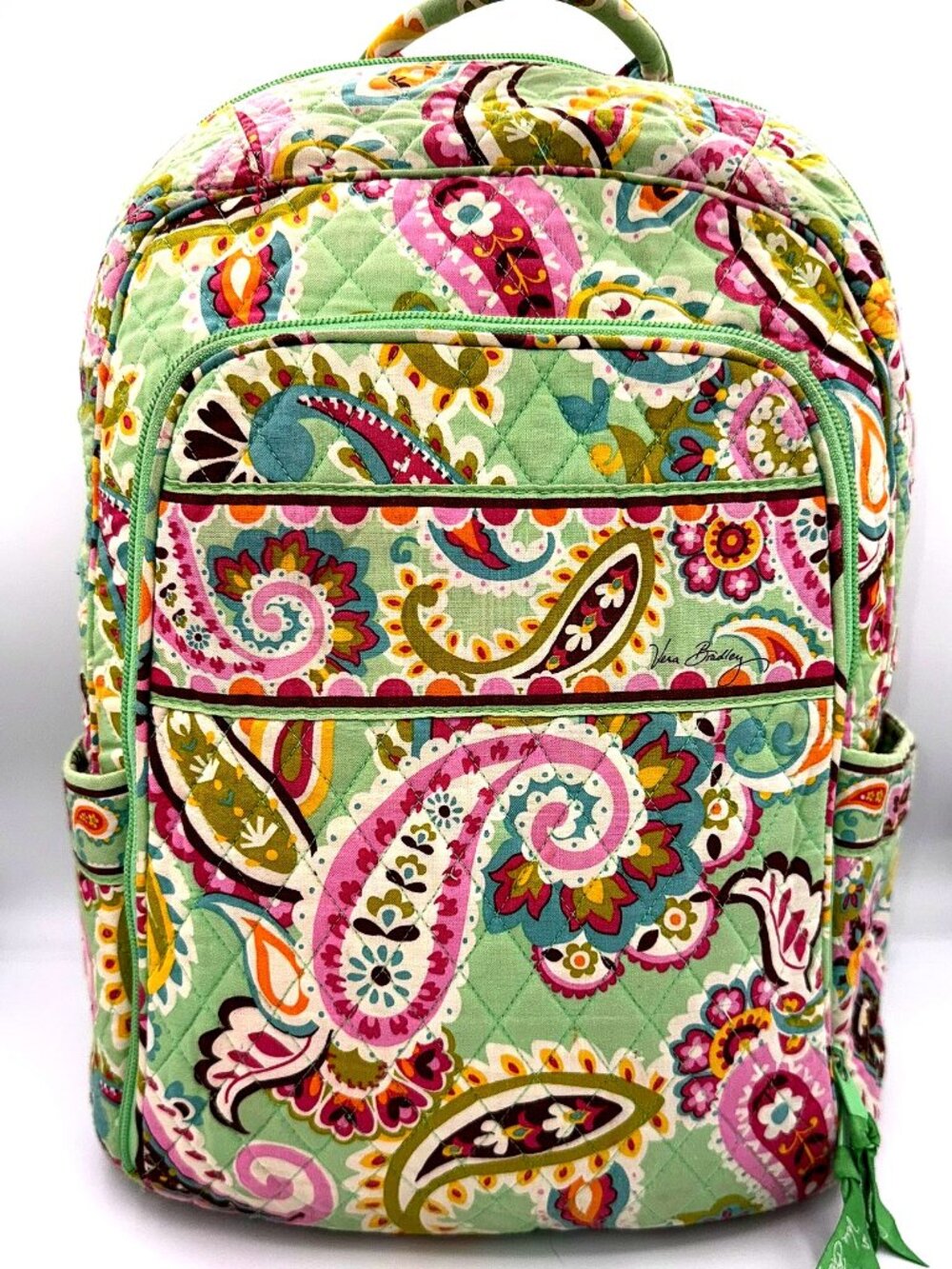 Vera Bradley Tutti Frutti Quilted Backpack Retired Mint Pink Paisley Floral